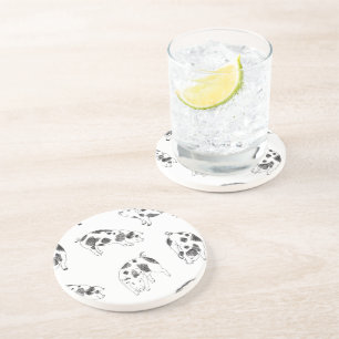 Dessous De Verre En Grès Motif de taches de vache en noir et blanc dessiné