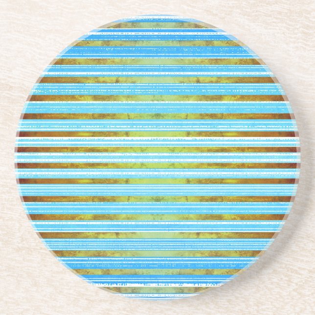 Dessous De Verre En Grès Motif de  Turquoise, Vert et Blanc (Devant)