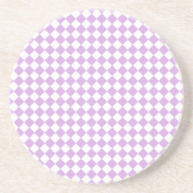 Dessous De Verre En Grès Motif de vérification violet et blanc (Devant)