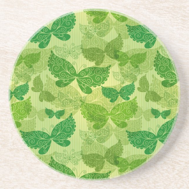Dessous De Verre En Grès Motif de vert de ressort (Devant)