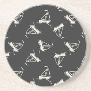 Dessous De Verre En Grès Motif de voilier de griffonnage