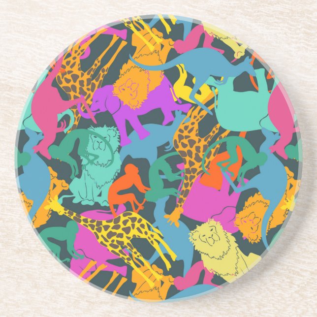 Dessous De Verre En Grès Motif des silhouettes animales (Devant)