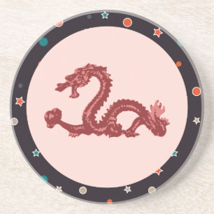 Dessous De Verre En Grès Motif d'étoile de dragon chinois Art fantastique