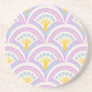 Dessous De Verre En Grès Motif en coquille de couleur pastel