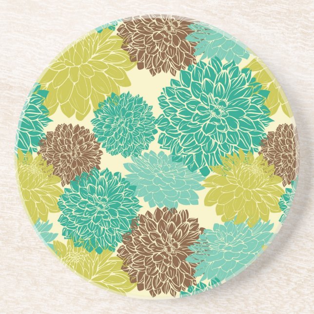 Dessous De Verre En Grès Motif floral (Devant)