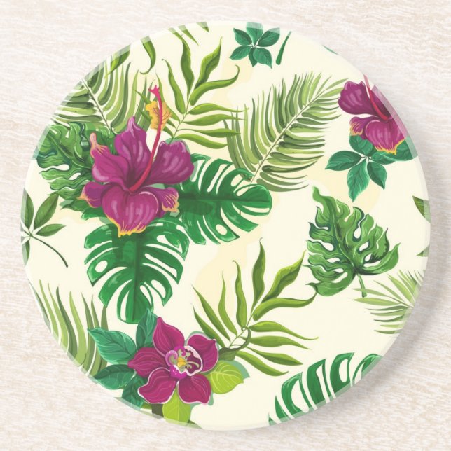 Dessous De Verre En Grès Motif floral (Devant)