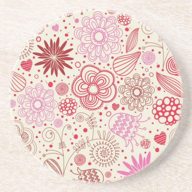 Dessous De Verre En Grès Motif floral (Devant)