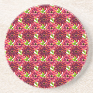 Dessous De Verre En Grès Motif floral audacieux avec papillons Rouge vibr