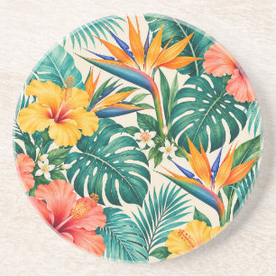 Dessous De Verre En Grès Motif floral botanique Paradis tropical
