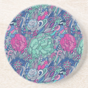 Dessous De Verre En Grès Motif floral coloré de griffonnage