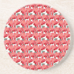 Dessous De Verre En Grès Motif floral de corail vibrant Fleurs rouges aud