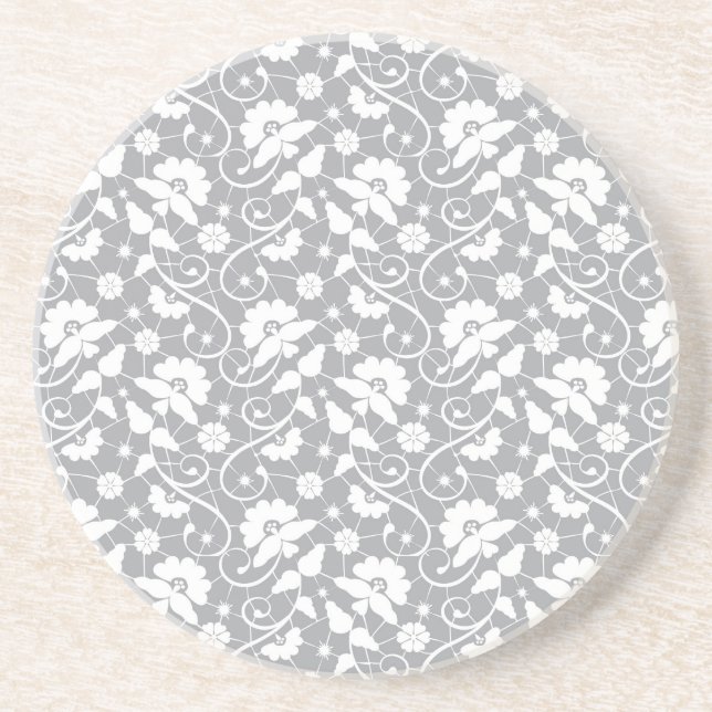 Dessous De Verre En Grès Motif floral de dentelle (Devant)