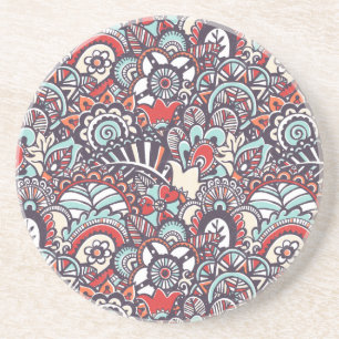 Dessous De Verre En Grès Motif floral de griffonnage de Paisley