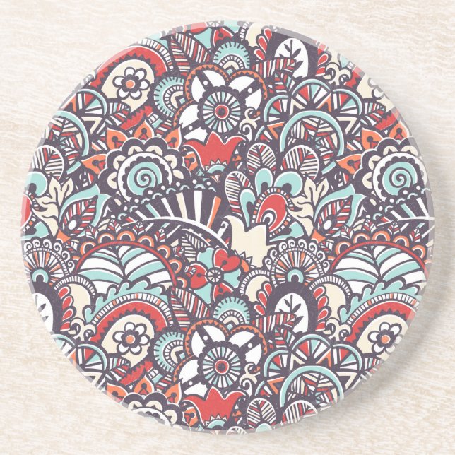 Dessous De Verre En Grès Motif floral de griffonnage de Paisley (Devant)