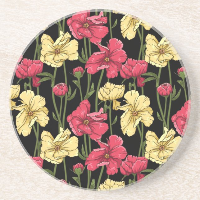 Dessous De Verre En Grès Motif floral élégant 2 (Devant)