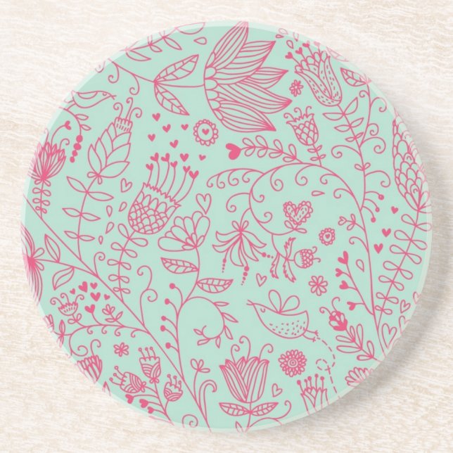 Dessous De Verre En Grès Motif floral mignon d'été (Devant)