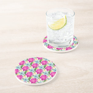 Dessous De Verre En Grès Motif floral sans couture Répétition de fleurs à