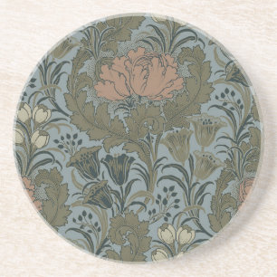 Dessous De Verre En Grès Motif floral victorien antique terre cuite sauge