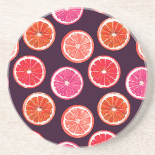 Dessous De Verre En Grès Motif foncé Citrus peint à la main