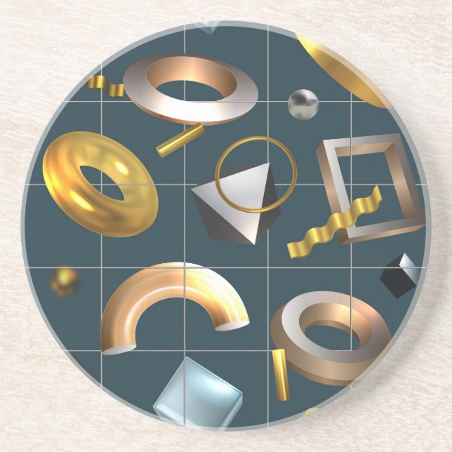 Dessous De Verre En Grès Motif géométrique 3D (Devant)