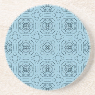 Dessous De Verre En Grès Motif géométrique bleu élégant en lignes continues