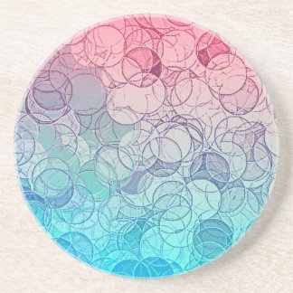 Dessous De Verre En Grès Motif géométrique d'abrégé sur rose bleu cru
