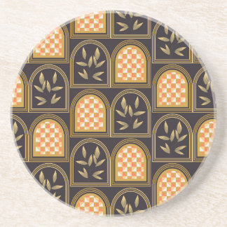 Dessous De Verre En Grès Motif géométrique floral Art Déco de luxe sans cou