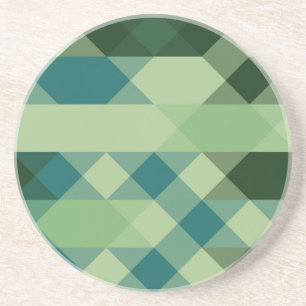 Dessous De Verre En Grès Motif géométrique sarcelle et vert