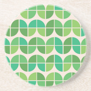 Dessous De Verre En Grès Motif géométrique vert moderne du milieu du siècle