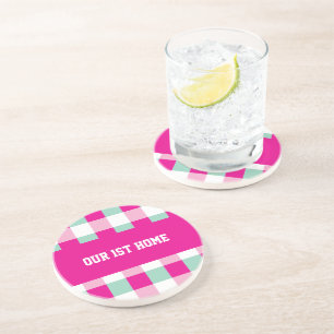 Dessous De Verre En Grès Motif Gingham Notre 1ère Maison
