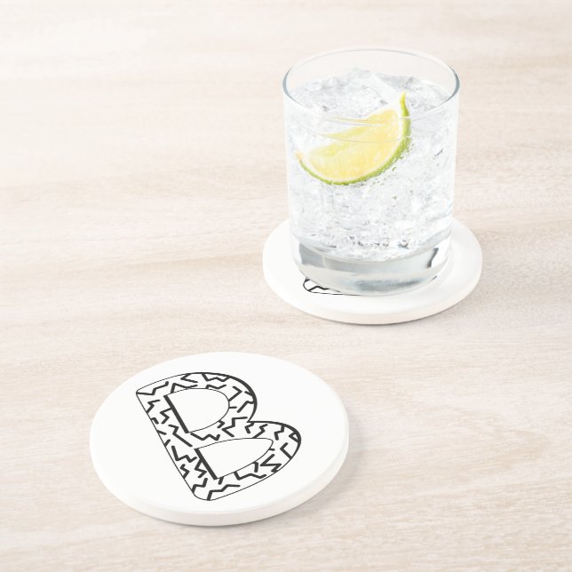 Dessous De Verre En Grès Motif Jagged B (Côté)