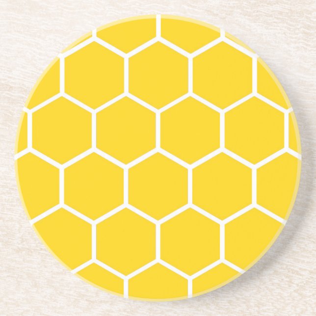 Dessous De Verre En Grès Motif jaune de nid d'abeilles (Devant)