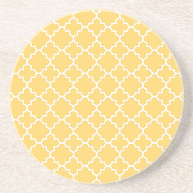 Dessous De Verre En Grès Motif jaune de Quatrefoil (Devant)
