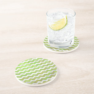 Dessous De Verre En Grès Motif Kiwi Bash Green Chevron
