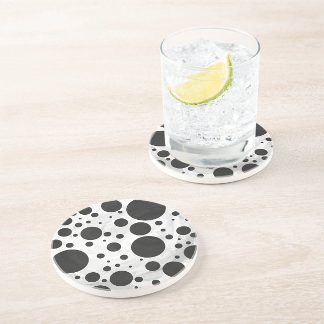 Dessous De Verre En Grès Motif Kohl Black Polka (Côté)