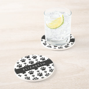 Dessous De Verre En Grès Motif mâle, Patrouilles de chien, Noir et Blanc, V