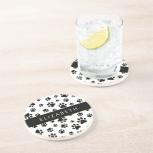 Dessous De Verre En Grès Motif mâle, Patrouilles de chien, Noir et Blanc, V