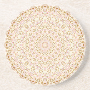 Dessous De Verre En Grès Motif Mandala Moderne Golden Blush