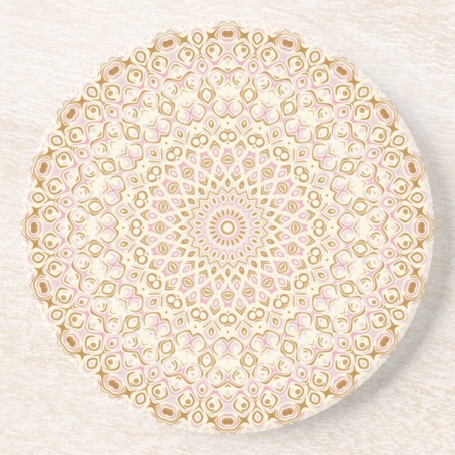 Dessous De Verre En Grès Motif Mandala Moderne Golden Blush (Devant)