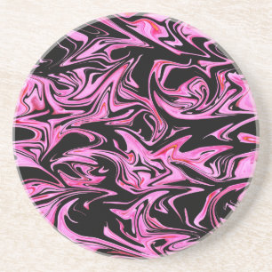 Dessous De Verre En Grès Motif marbré violet et noir,