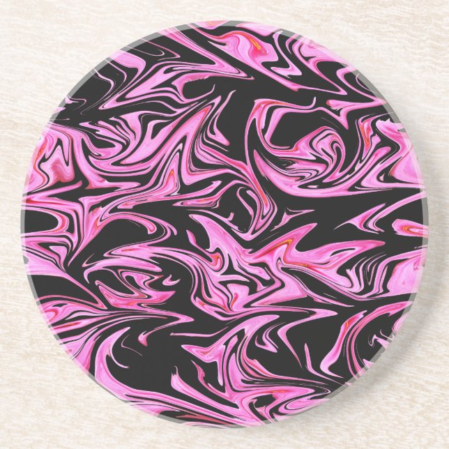 Dessous De Verre En Grès Motif marbré violet et noir, (Devant)