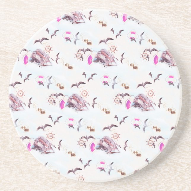 Dessous De Verre En Grès Motif maritime (Devant)