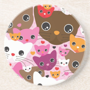 Dessous De Verre En Grès motif mignon d'arrière - plan de chat de chaton