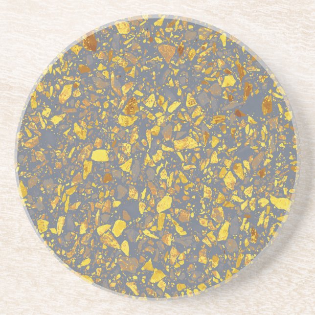 Dessous De Verre En Grès Motif moderne Gold Terrazzo (Devant)