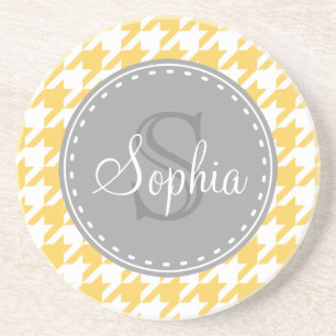 Dessous De Verre En Grès Motif Monogramme blanc de base