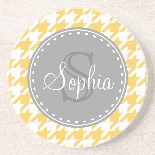 Dessous De Verre En Grès Motif Monogramme blanc de base (Devant)