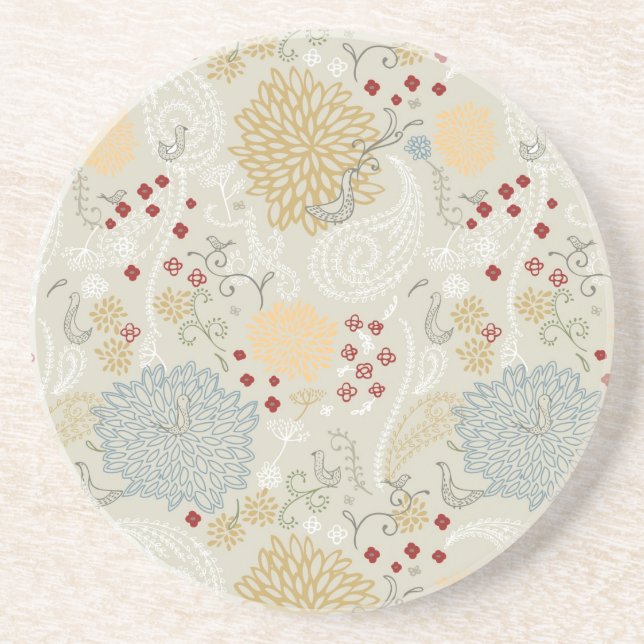 Dessous De Verre En Grès motif montrant le jardin bouclé (Devant)
