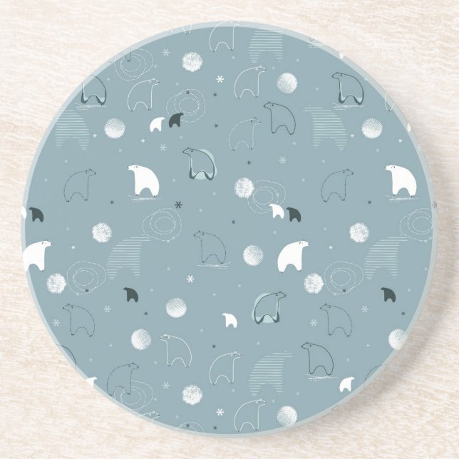 Dessous De Verre En Grès motif montrant un polaire mignon (Devant)