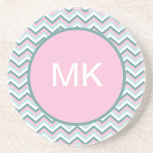 Dessous De Verre En Grès Motif Ocean Mist Chevron