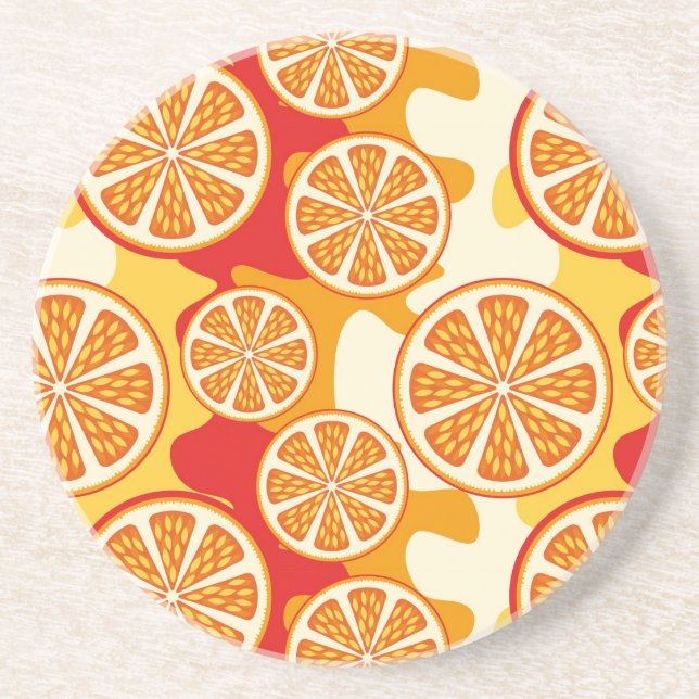 Dessous De Verre En Grès motif orange (Devant)